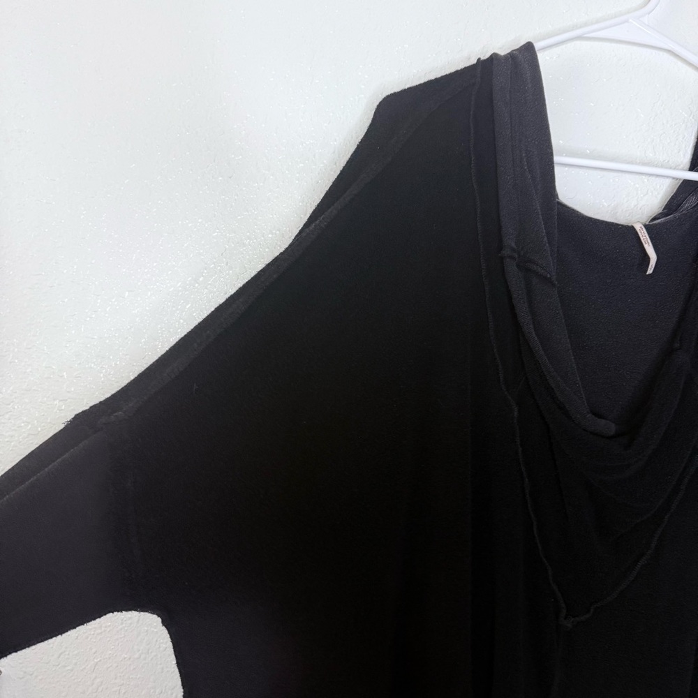 Free People Cowl Neck Slouchy Beach Terry Cloth Hoodie Oversized Tunic Top Small - Picture 4 of 9
